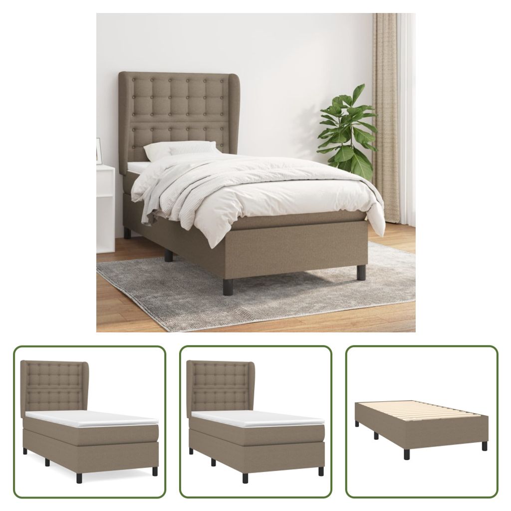 The Living Store Boxspringbett mit Matratze Taupe 80x200 cm Stoff
