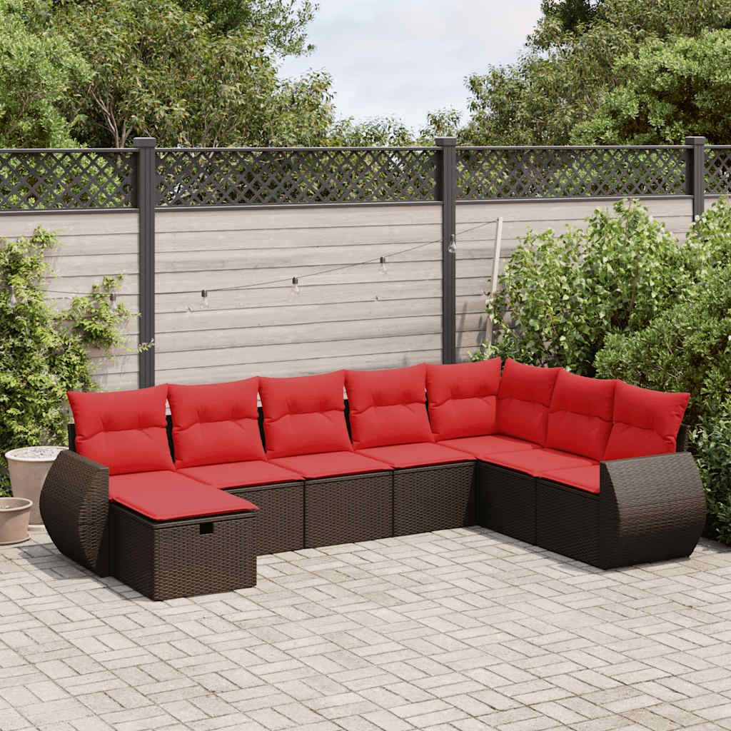 Maison Exclusive - 8-tlg. Garten-Sofagarnitur mit Kissen Braun Poly Rattan