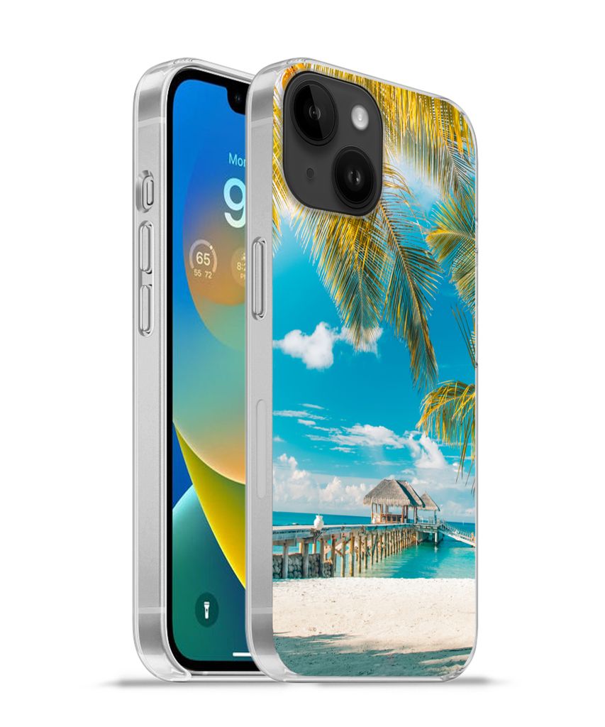 MuchoWow Handyhülle Schutzhülle Hülle für Apple iPhone 14 - Softcase Tropisch - Strand - Palme Silikon Softcase Handy Hülle - Mobiltelefonh...