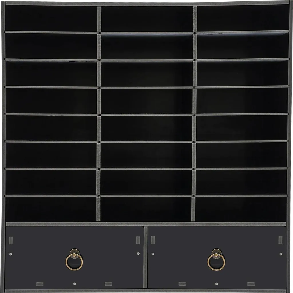 Trieur de papier et courrier noir en PVC avec 24 compartiments et tiroirs