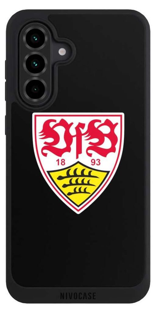 NIVOCASE Handyhülle für Samsung Galaxy A36 5G Hülle NIVOpure Case Schwarz Offizielles Lizenzprodukt VfB Stuttgart Wappen
