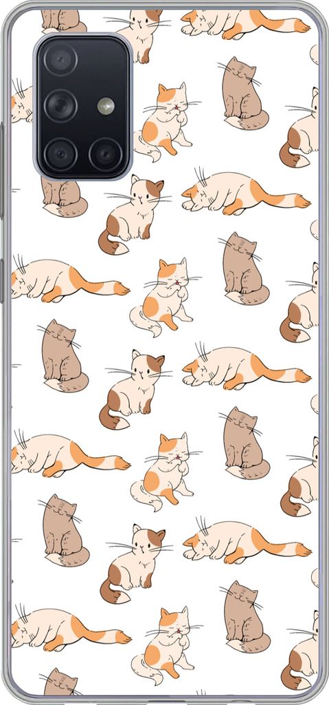 MuchoWow Handyhülle Schutzhülle Hülle für Telefoonhoesje Samsung Galaxy A51 Muster - Katze - Kätzchen - Jungen - Mädchen - Kinder - Kinder ...