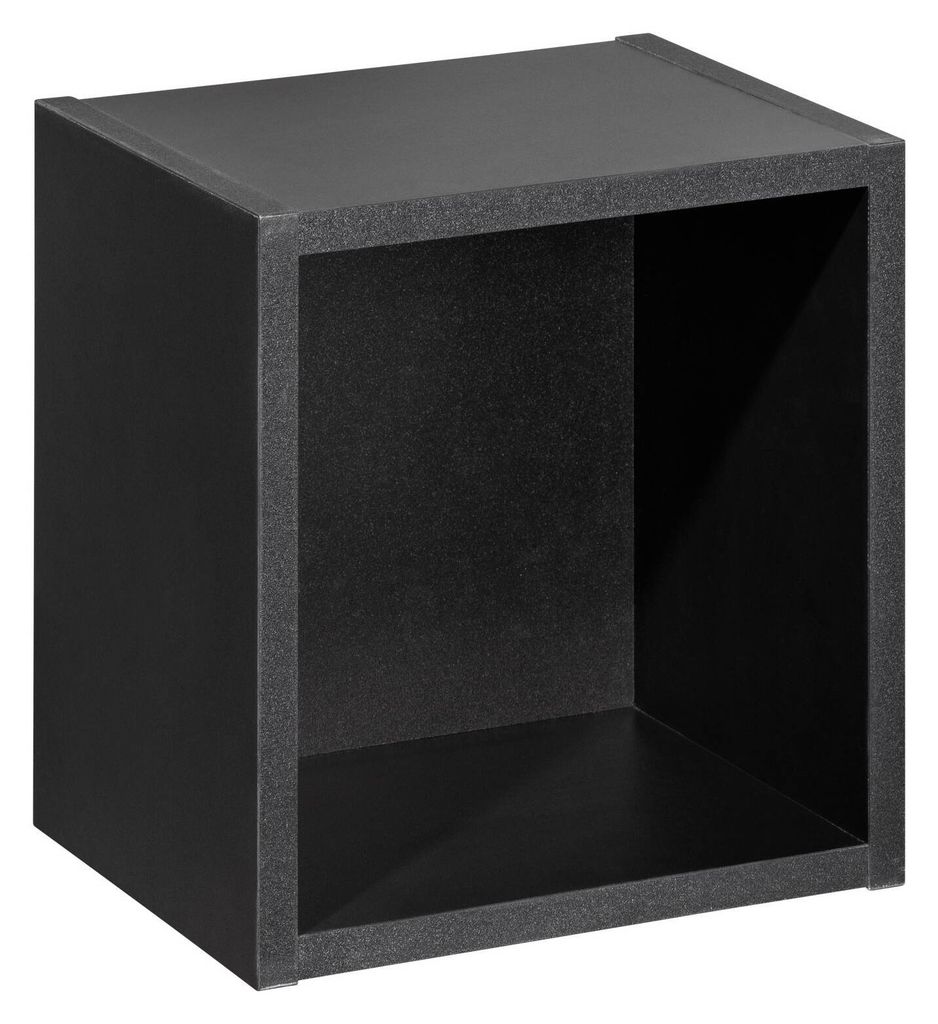 Hängendes Badezimmerregal, Schwarz Matt, Qubik, Offenes Modul, 27 X 27 Cm, Mdf