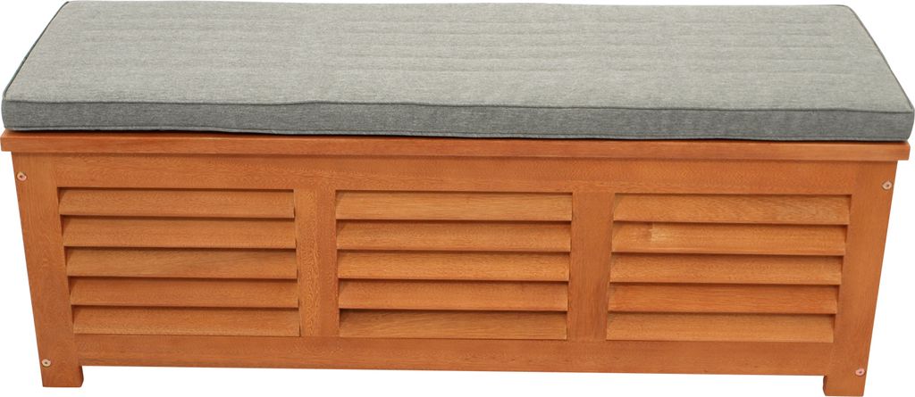 Kissenbox 128x42cm aus Eukalyptusholz mit Polster