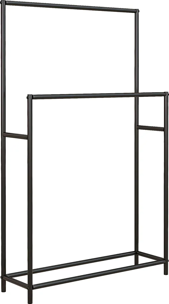 Piantana Portasciugamani Bagno Fortuna Lai 110cm Nero Design Metallo