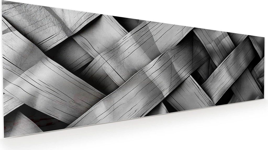 Glasbild 120x40cm in XXL für Wohnzimmer, Schlafzimmer Motiv Geflochtenes Holz