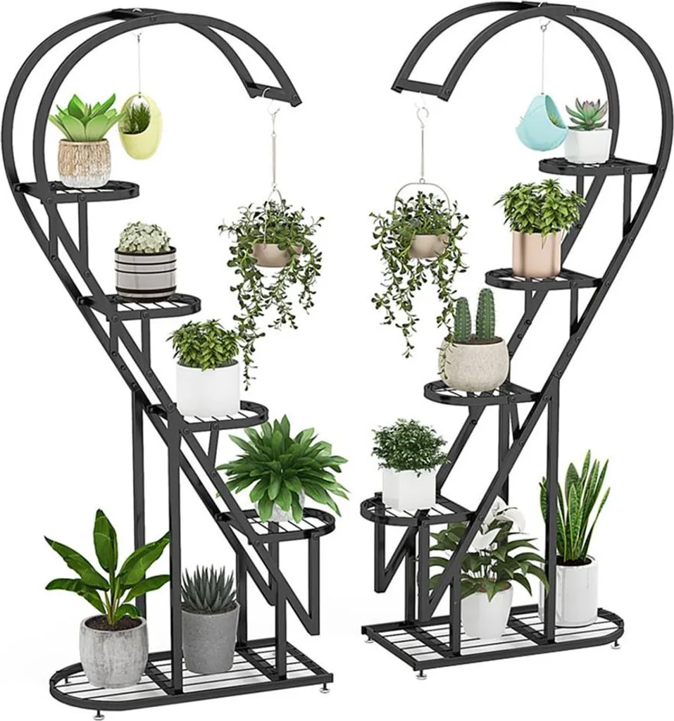 Support pour plantes GT4090DK noir avec crochets de suspension stables