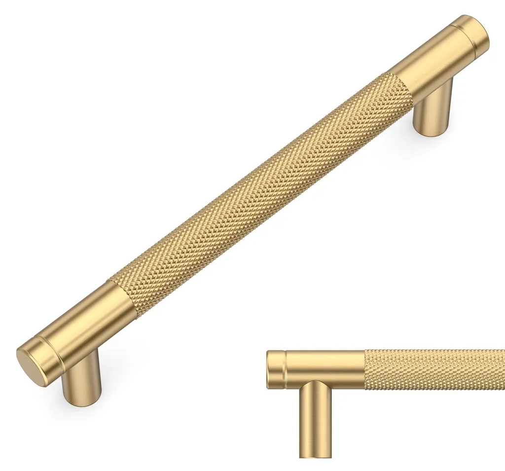 Lot de 5 Poignées de Cuisine en Aluminium Bronze Champagne Entraxe 128mm