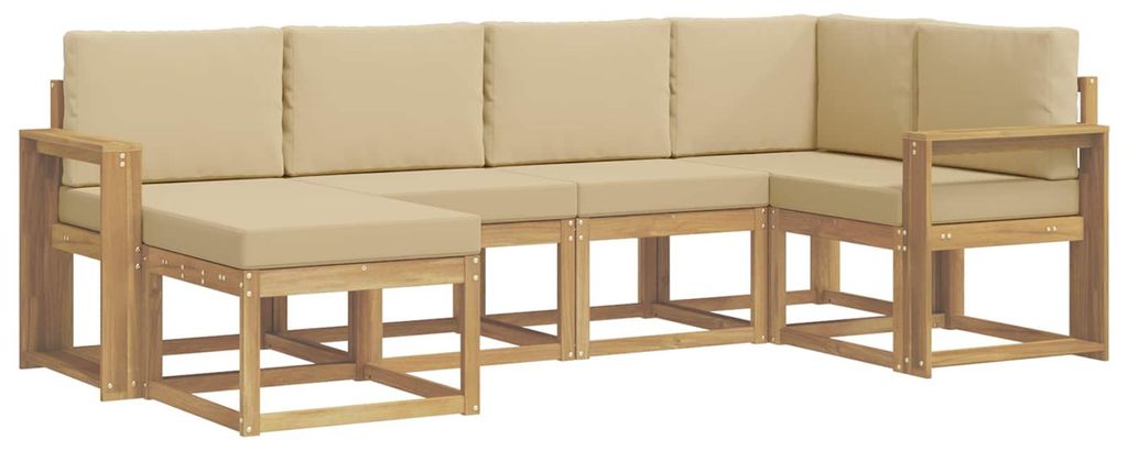 “2026 Modern“ Weiß Outdoor-Sofagarnitur mit Kissen 6 pcs Weiß und Beige Polyester - Designermöbel 52308 - Gartensofas