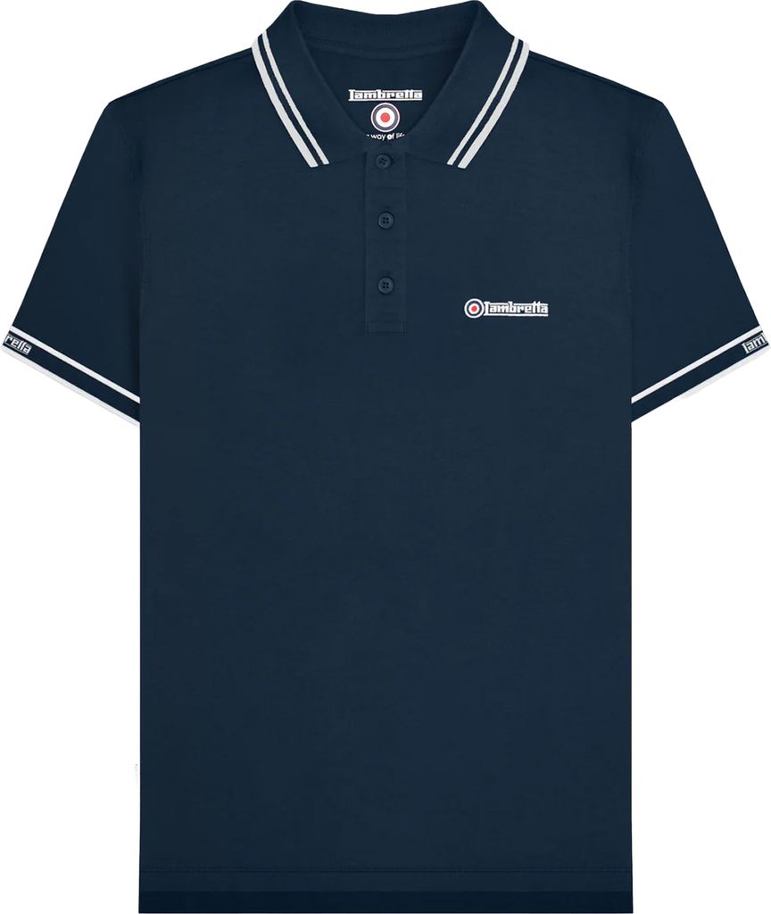 Lambretta - "SS25" Poloshirt Ärmel mit Markenschriftzug für Herren LB233 (XXL) (Marineblau)