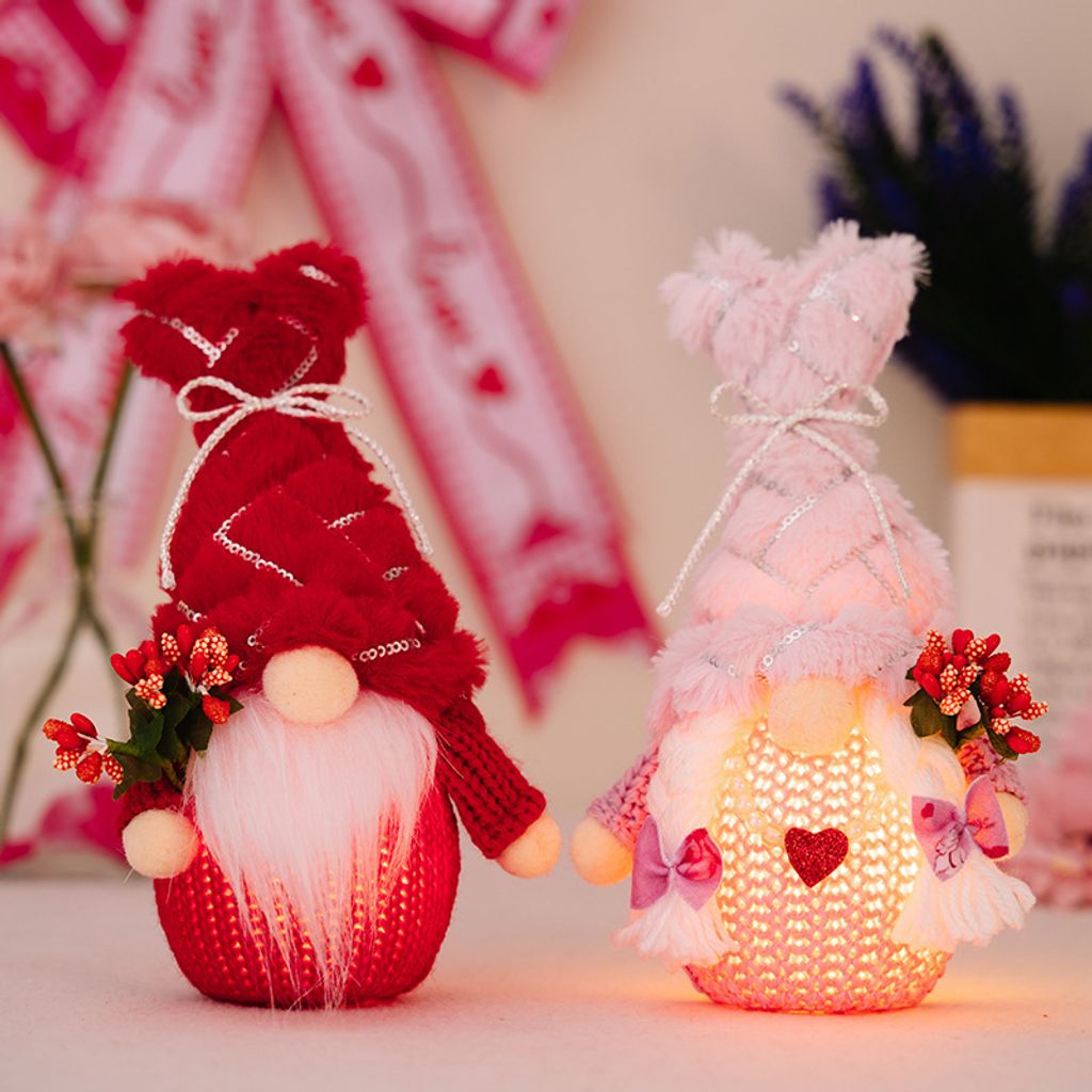 2X Valentinstag Wichtel Plüsch Deko für Tisch Regal Desktop Gefüllte Wichtel Geschenke für Frauen Valentine's Day Gift Gift for Girlfriend Gesc...