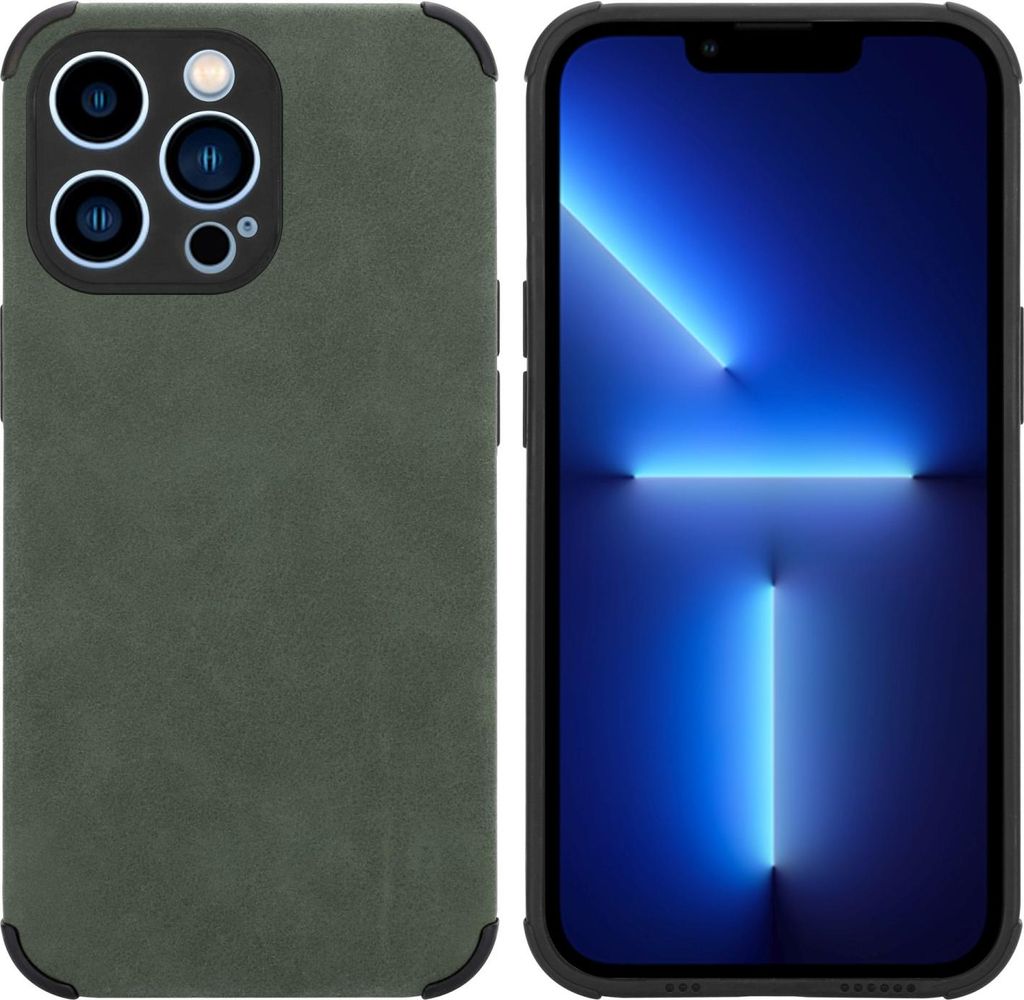 Cadorabo Hülle für Apple iPhone 13 PRO MAX Schutz Hülle in Grün TPU Silikon Etui edle Kunst-Wildleder Rückseite