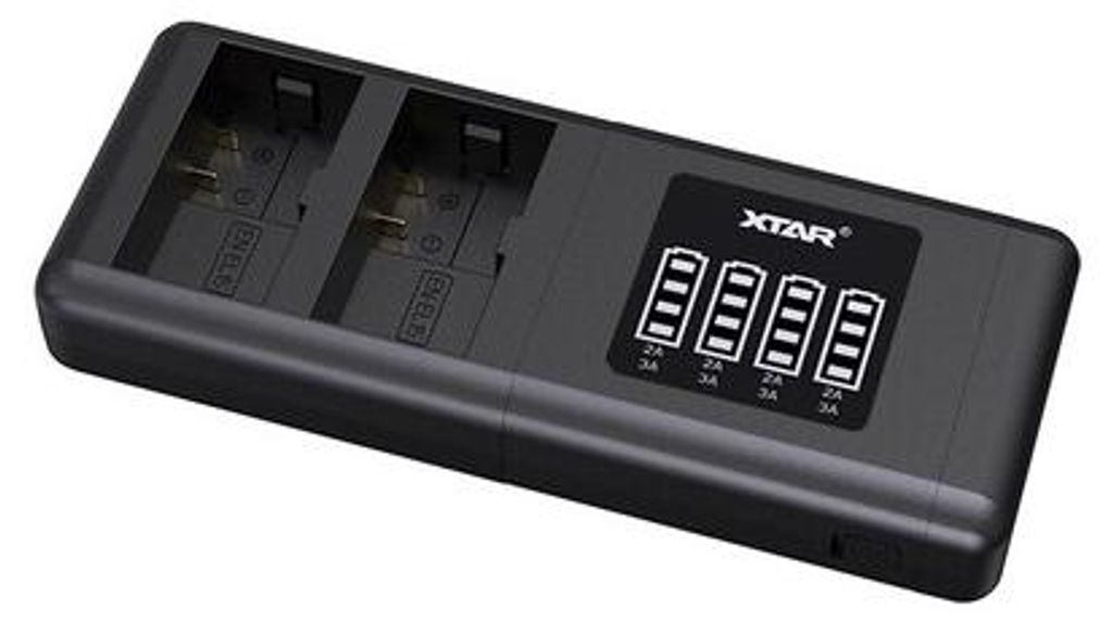 Xtar SN4 Ladegerät für Kamera Akkus + NP-F550-F970 SONY Ladeschale