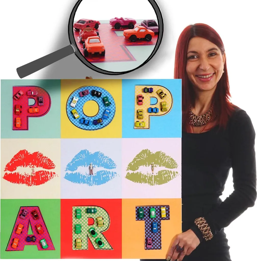 Tableau Mural Pop Art Voitures pour Déco Salon Moderne Peinture 3D 60x60