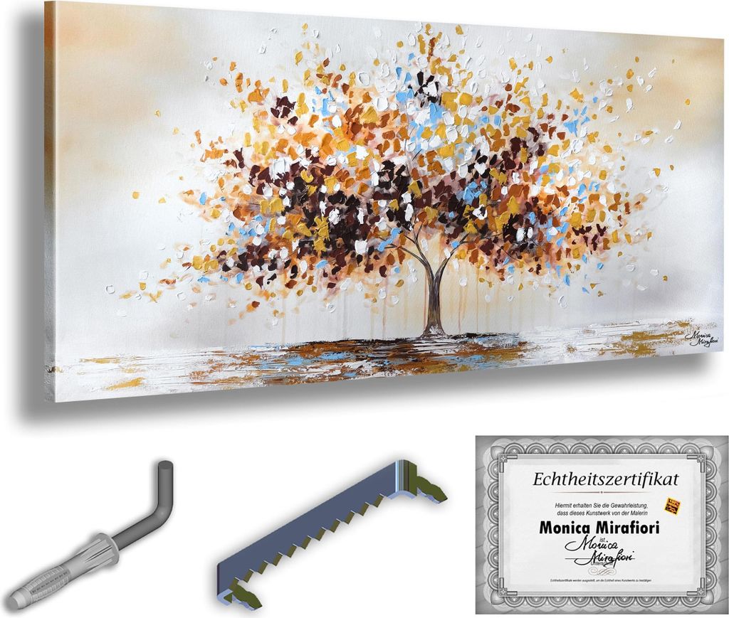 Monica Mirafiori I 100% HANDGEMALT I Gemälde "Brown Tree" 100x50cm | Gemälde Handgemalt | Acrylgemälde | Sehr Großes Acrylbild I Moderne Kunst ...