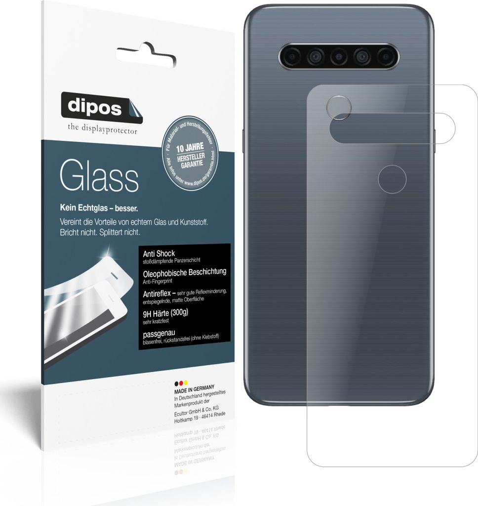 1x Schutzfolie für LG K61 Rückseite matt - Anti-Shock 9H Folie dipos Glass Kunststoffglas