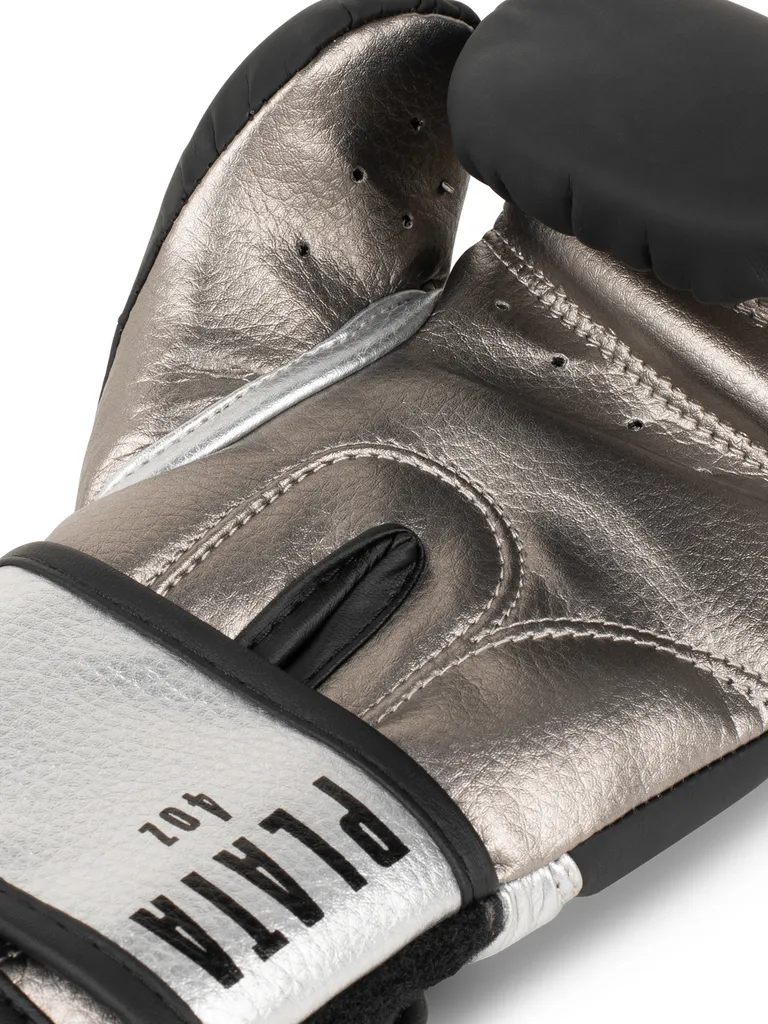 Gants de boxe junior Tapout PLATA Black Silver 02 oz - Cuir synthétique