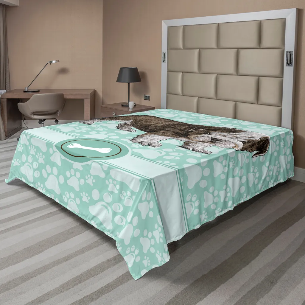 Drap de lit anti-plis motif chien 260x228 cm pour un lit décoratif