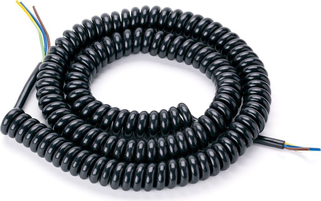 Spiralkabel 3 adrig PVC Kabel für Lampen Leuchte, Spiralleitung, Spiral-Verlängerung, Elektrokabel, Leuchtenkabel, Lampenkabel, 45-160cm, Schwarz
