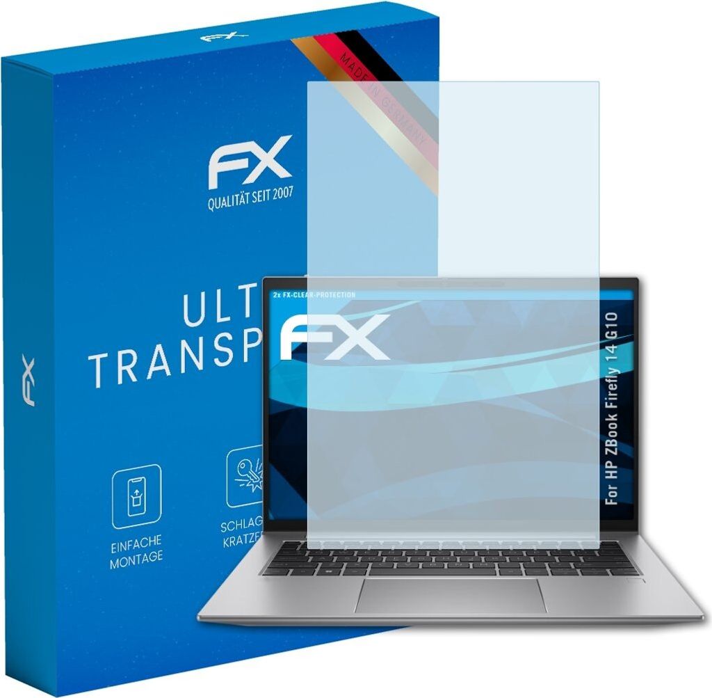 atFoliX FX-Clear 2x Schutzfolie kompatibel mit HP ZBook Firefly 14 (G10) Displayschutzfolie