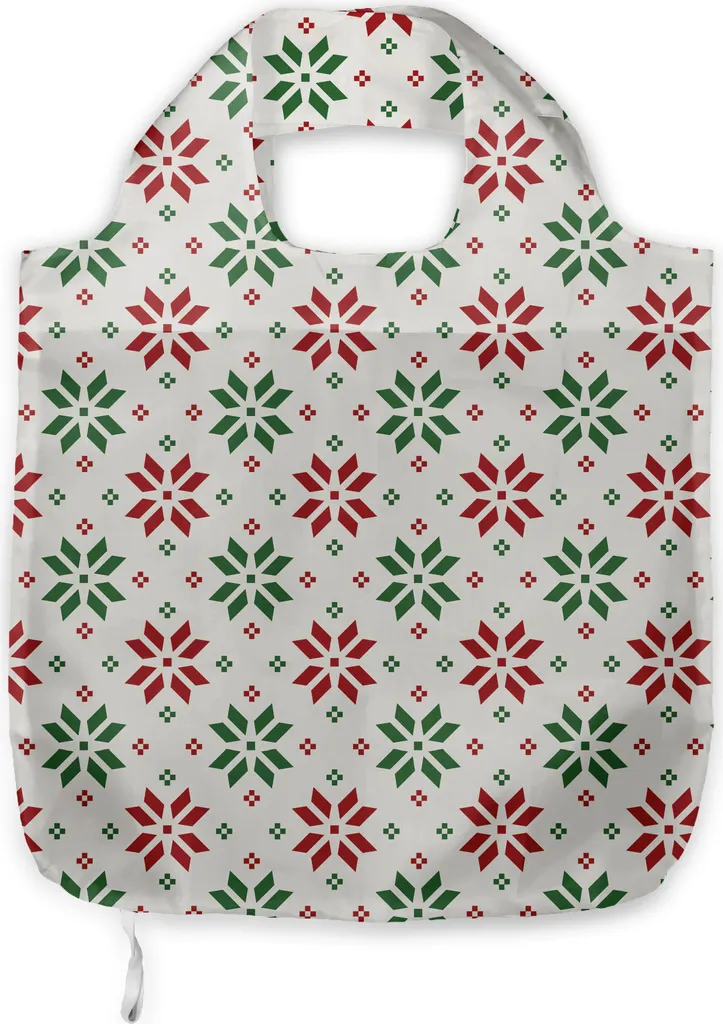 Borsa Regalo Natale ABAKUHAUS Tessuto Norwegian Rose Rossa e Verde