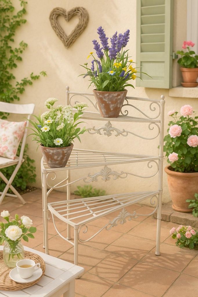 Blumenständer "Treppe" in cremeweiß Produktbild 