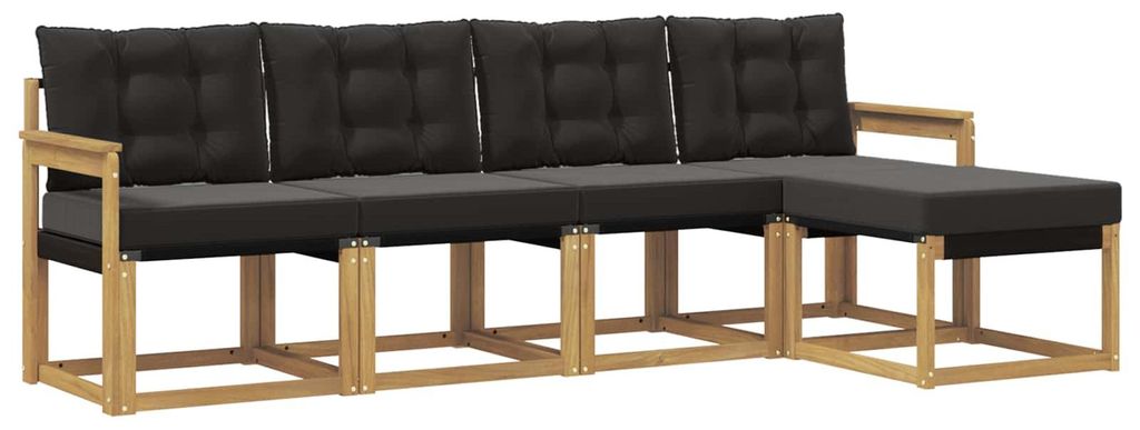 vidaXL Outdoor-Sofagarnitur mit Kissen 5 pcs Weiß und Schwarz