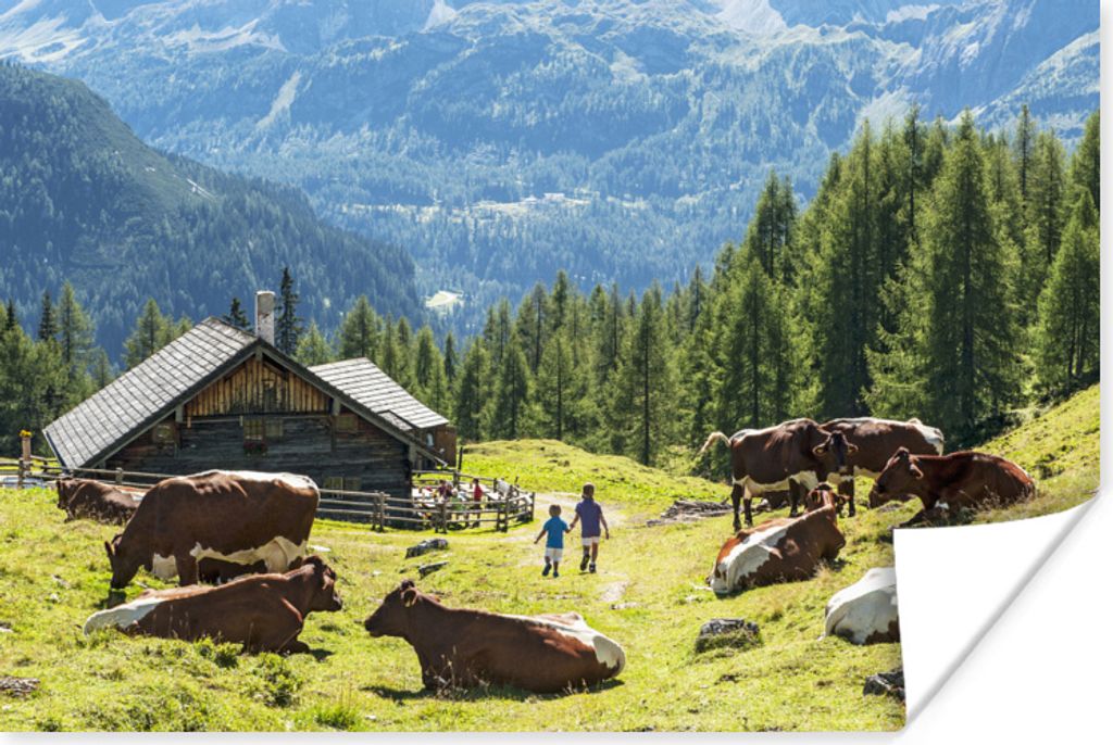 MuchoWow Poster Bauernhaus in den Bergen von Österreich 180x120 cm - Fotoplakat