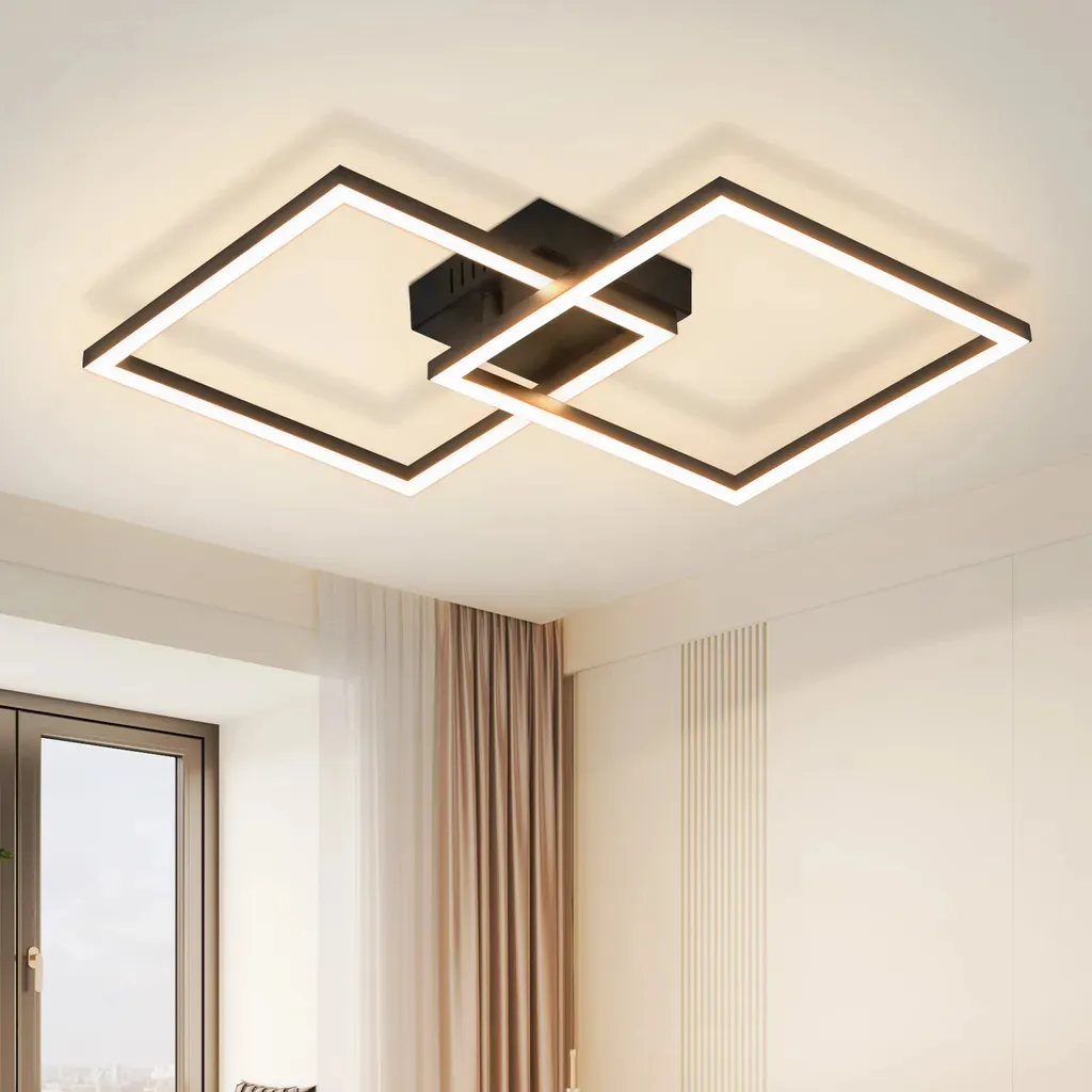 Luminaire LED Design Angulaire Noir 24W Lumière Chaude pour Intérieur