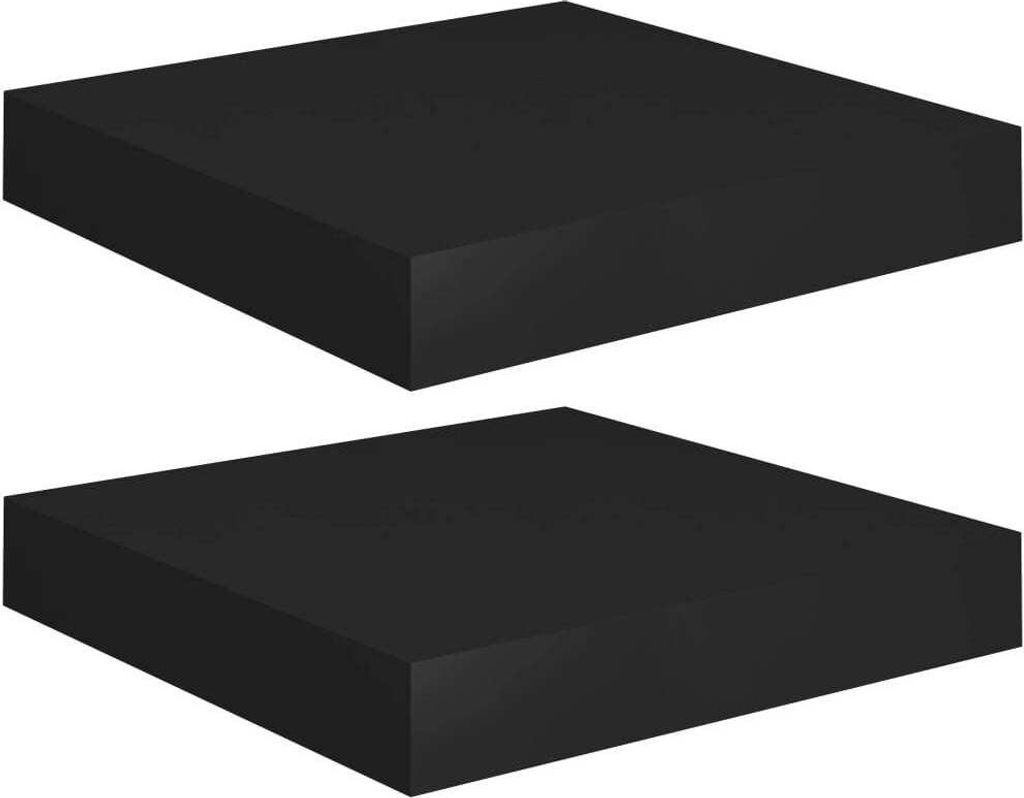 Schweberegale 2 Stk. Schwarz 23x23,5x3,8 cm MDF