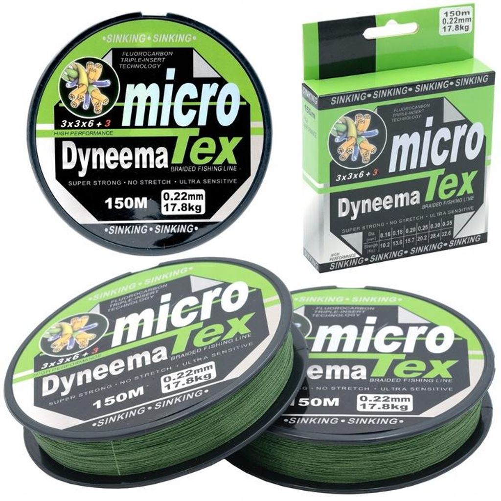 Micro Tex Dyneema Geflochtene Schnur 0,25 mm 24,1 kg 150 m Sinkend