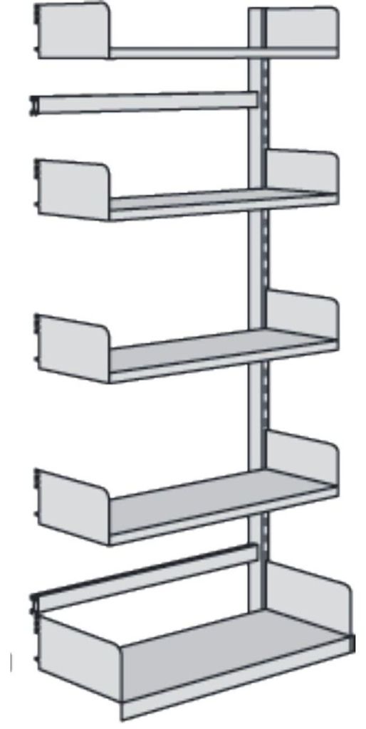 Bibliotheks-Regal Univers einseitig Anbaufeld 100x25x200cm Produktbild 