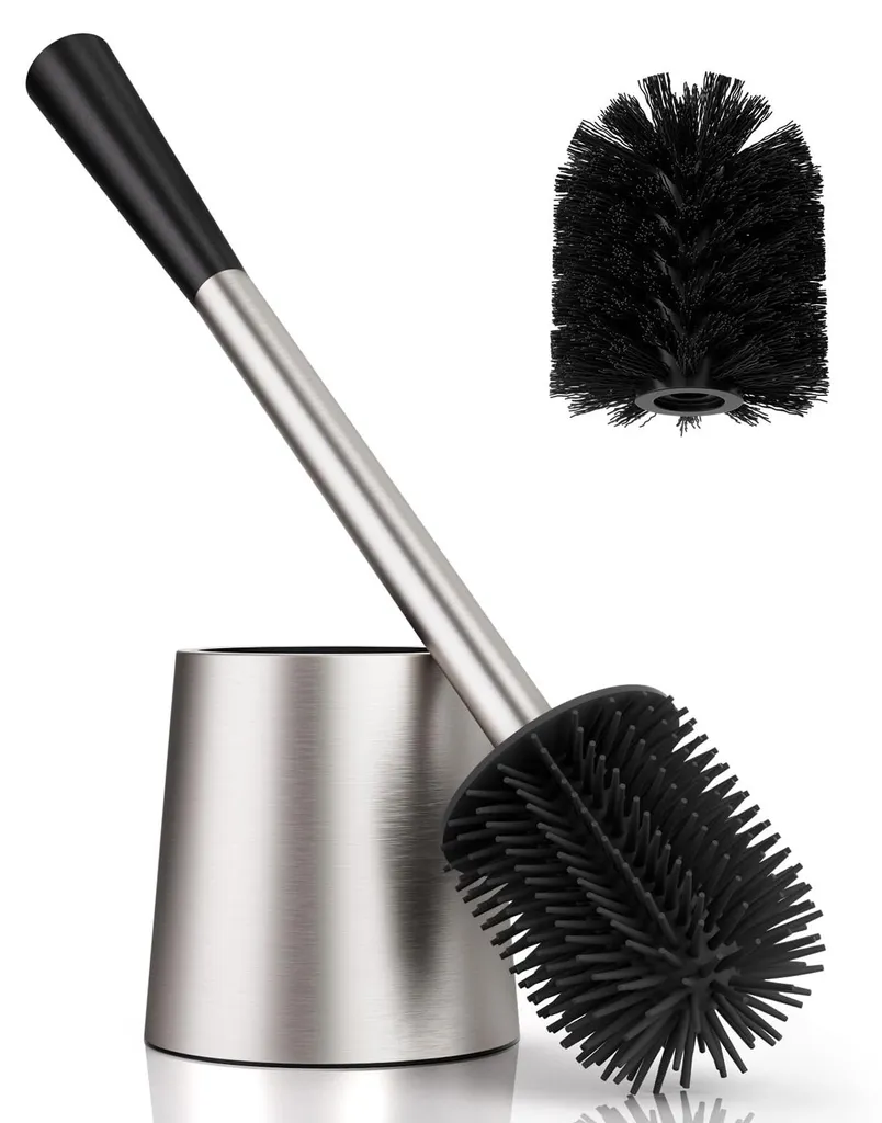 Brosse de toilettes ergonomique en silicone pour un nettoyage sans trace