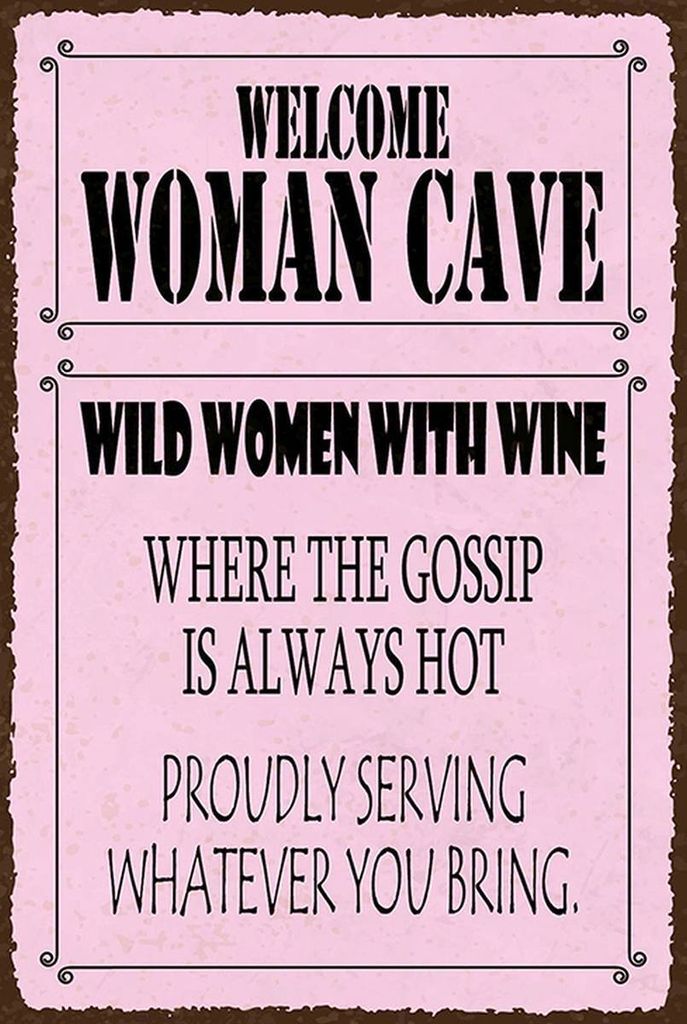 vianmo Holzschild 18x12 cm welcome woman cave wild women Wine