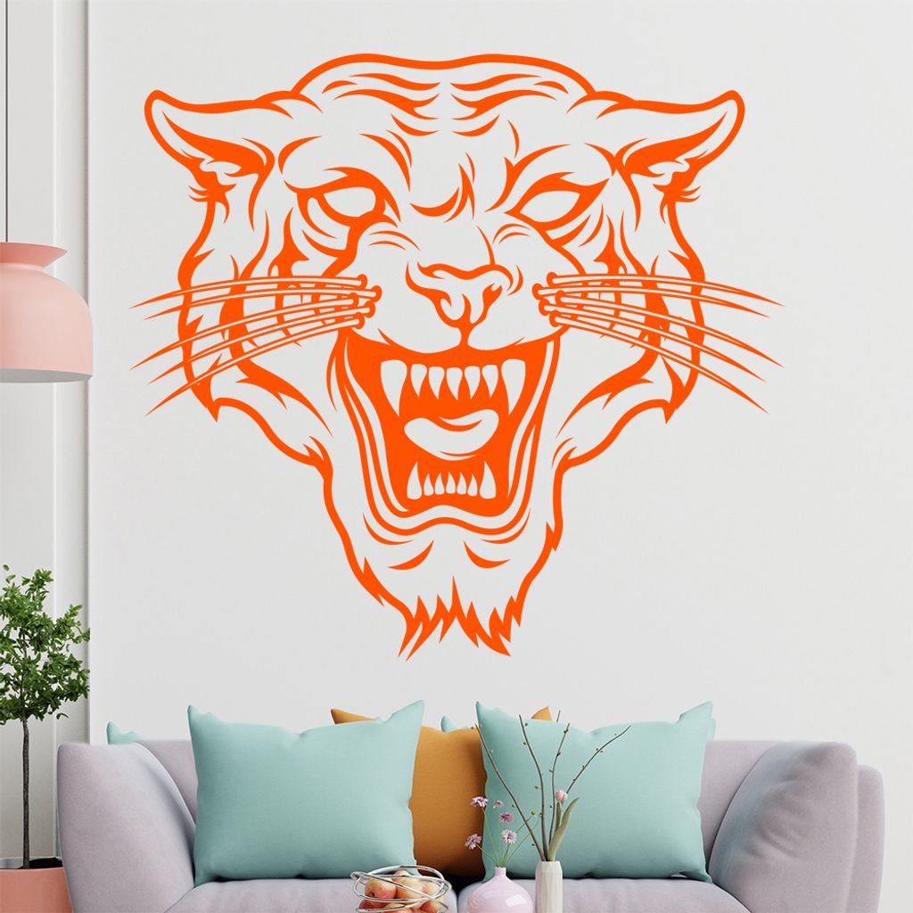 hauptsachebeklebt KIWISTAR Tiger Aggression bruellend Grosskatze Wandtattoo in 6 Größen - Wandaufkleber Wall Sticker - Dekoration, Küche, Wohnzi...