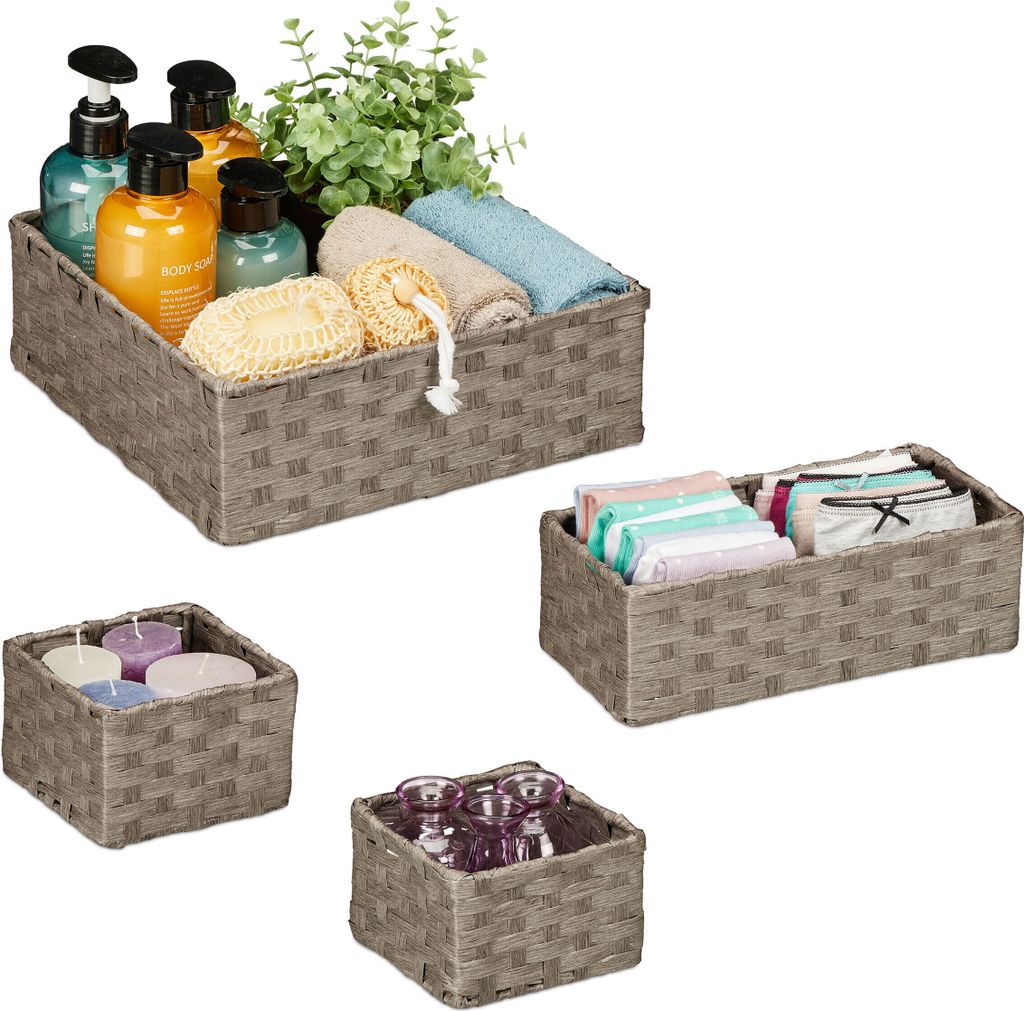 relaxdays Geflochtener Aufbewahrungskorb 4er Set Produktbild 
