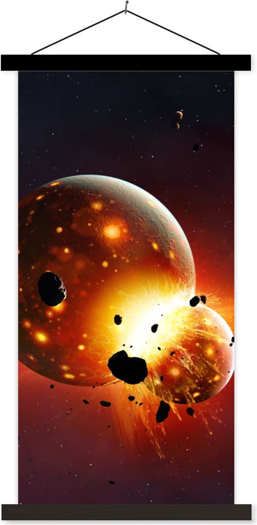 MuchoWow Textilposter Eine Illustration einer jungen Erde 60x120 cm mit schwarzem Rahmen - Magnete