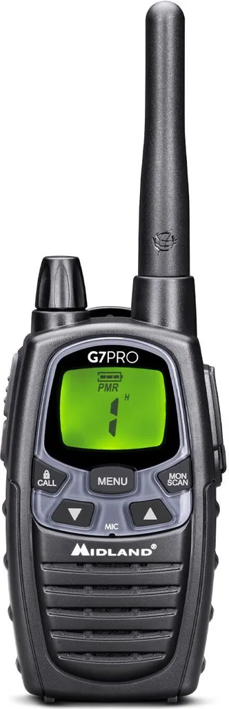 Midland G7 Pro Talkie Walkie 69 Canaux Radio PMR446 et LPD Noir Pro