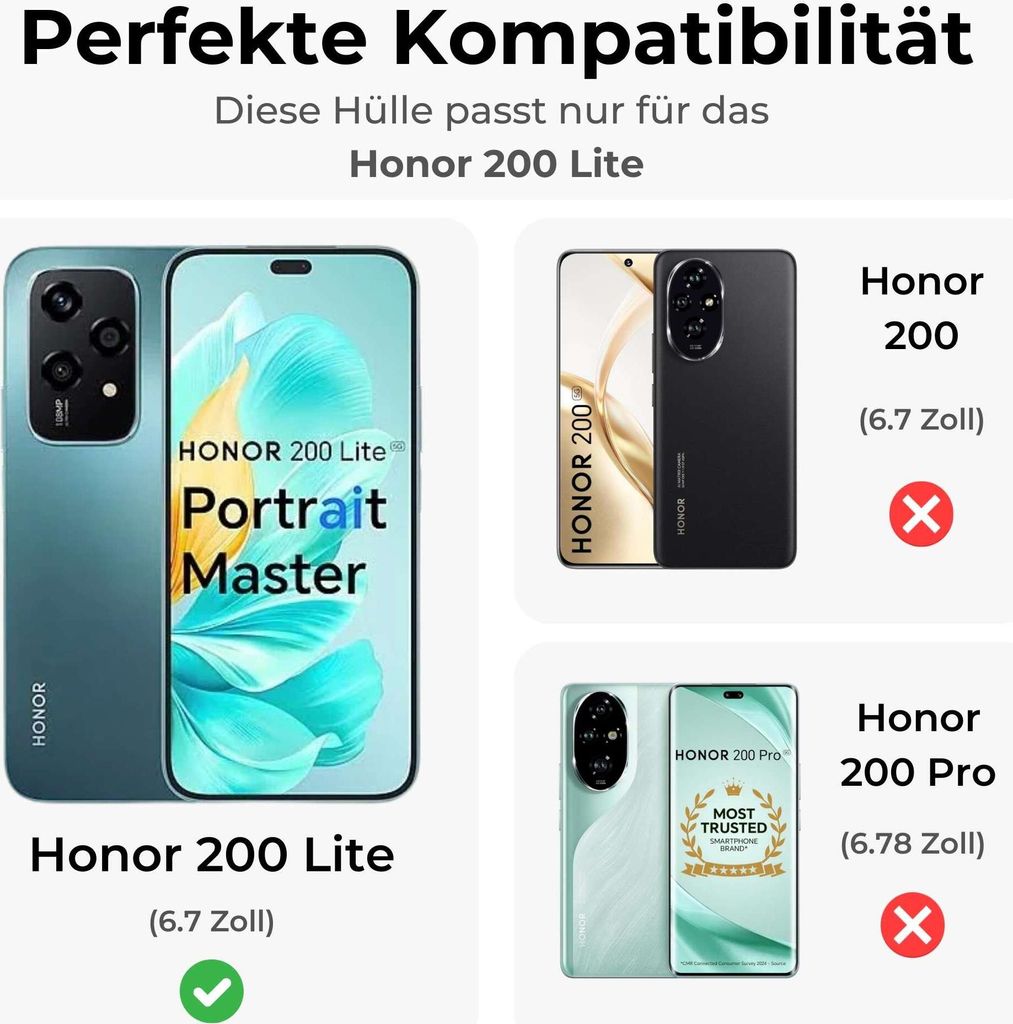 Handy Tasche für Honor 200 Lite Hülle Wallet Case Handyhülle Flip Cover Kunstleder Etui