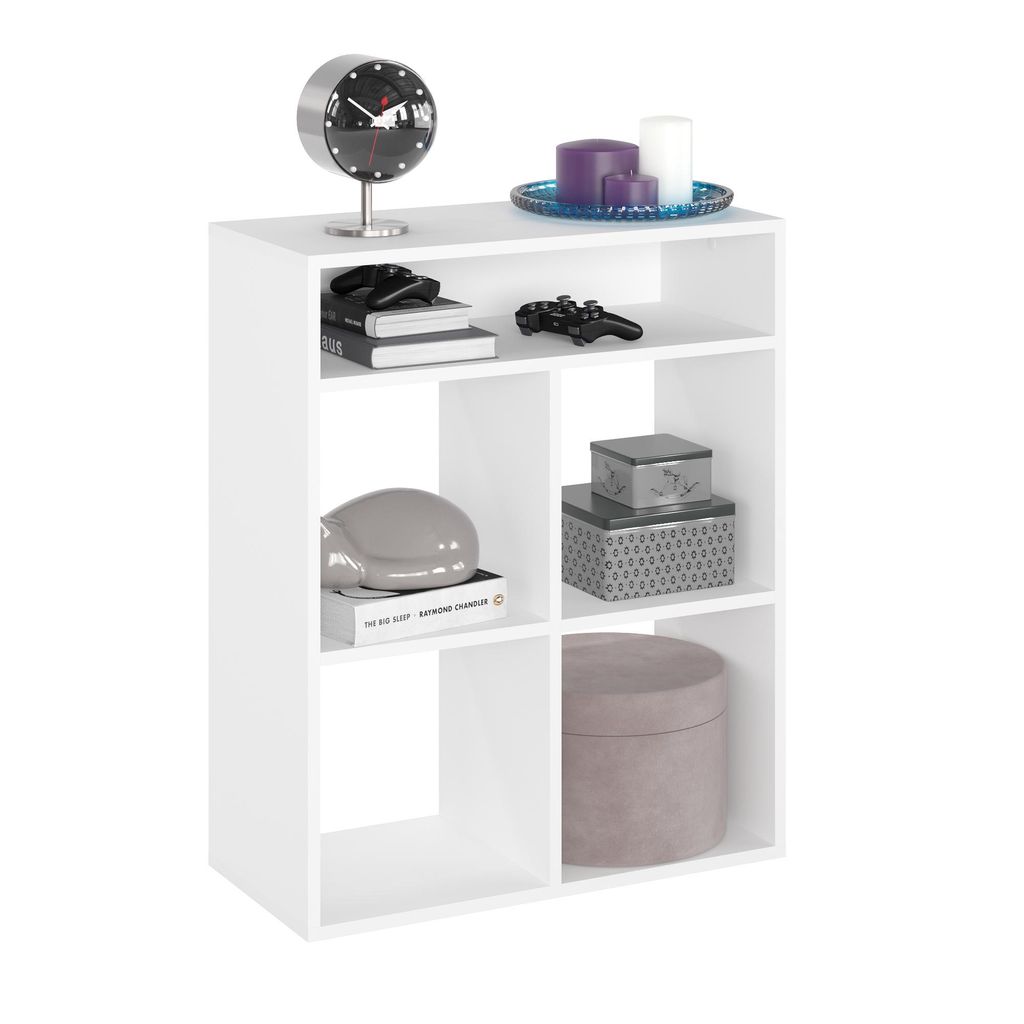 KOMTO Regal Bücherregal Standregal Würfelregal Büroregal Bücherschrank RIM4 für Kinderzimmer Regal Wohnzimmer 65,8 х 30,7 х 80,4 cm Weiß