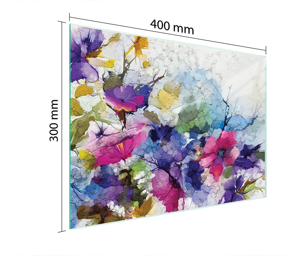 Schneidebrett Herdabdeckplatte Multiglasschneidplatte 40x30 cm Blumen Art.