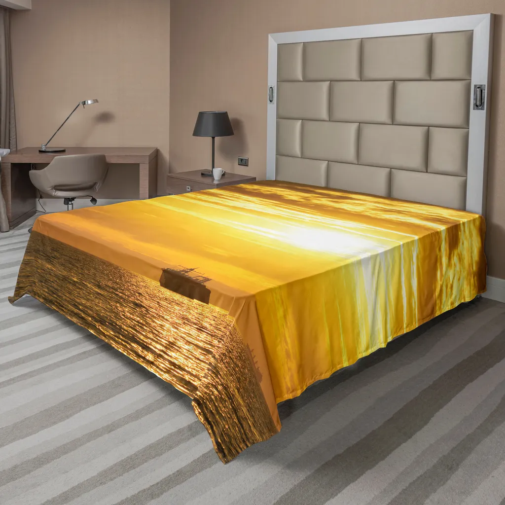 Drap plat nautique ABAKUHAUS Cargo au coucher du soleil 244x205cm jaune