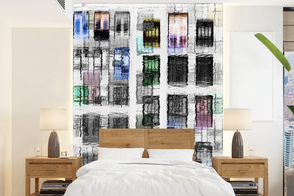 MuchoWow Fototapete für Wohnzimmer oder Schlafzimmer Wandtapete Vinyl Motivtapete Türen - Bunt - Abstrakt - 195x260 cm - Wandbild