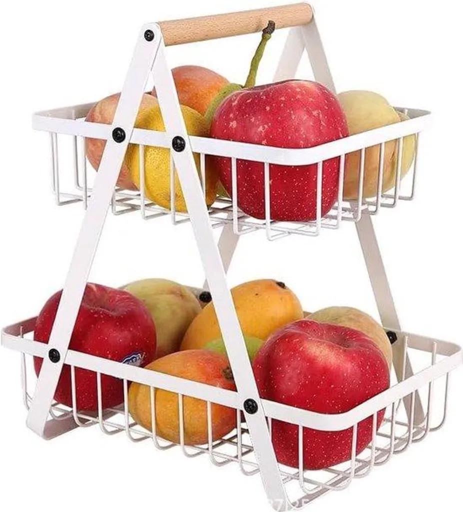 Petite armoire de cuisine pour ranger fruits et snacks métal blanc 2p