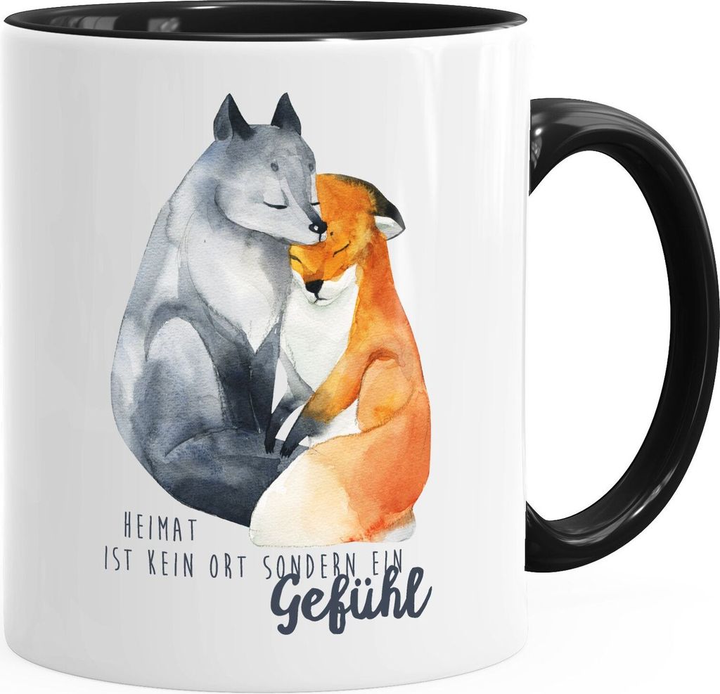 Tasse Heimat ist kein Ort sondern ein Gefühl Fuchs Liebe Spruch Geschenk MoonWorks schwarz unisize