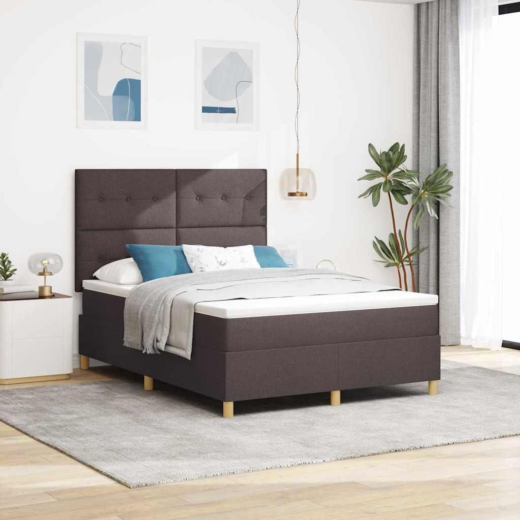 Maison Exclusive - Boxspringbett mit Matratze Dunkelbraun 140 x 200 cm Stoff