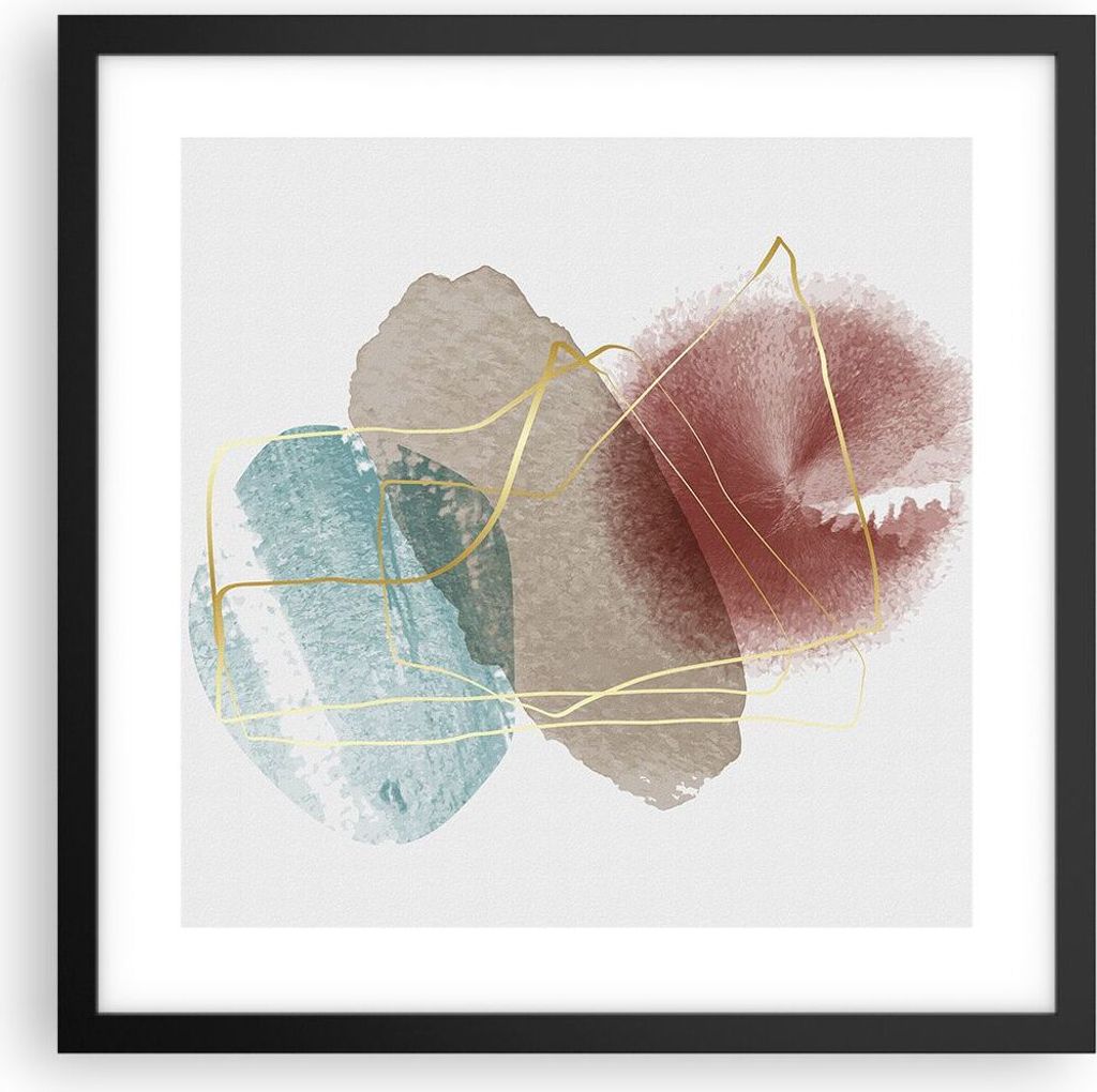 Gerahmtes Poster - Schwarzer Rahmen - Form Figur Abstraktion - 40x40 cm - Wand Bild - Wanddeko - Wandbilder - Kunstposter - Wandposter - Bilderrahm...