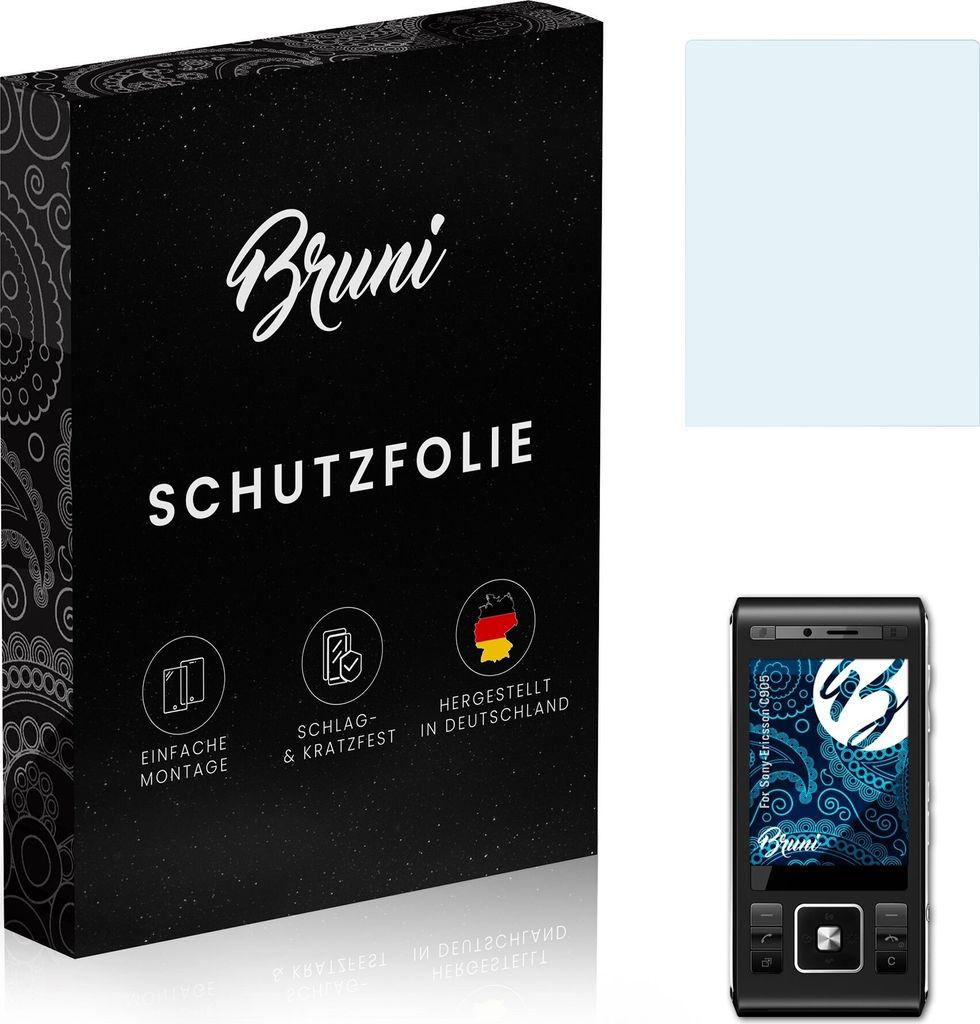 Bruni Basics-Clear 2x Schutzfolie kompatibel mit Sony-Ericsson C905 Folie