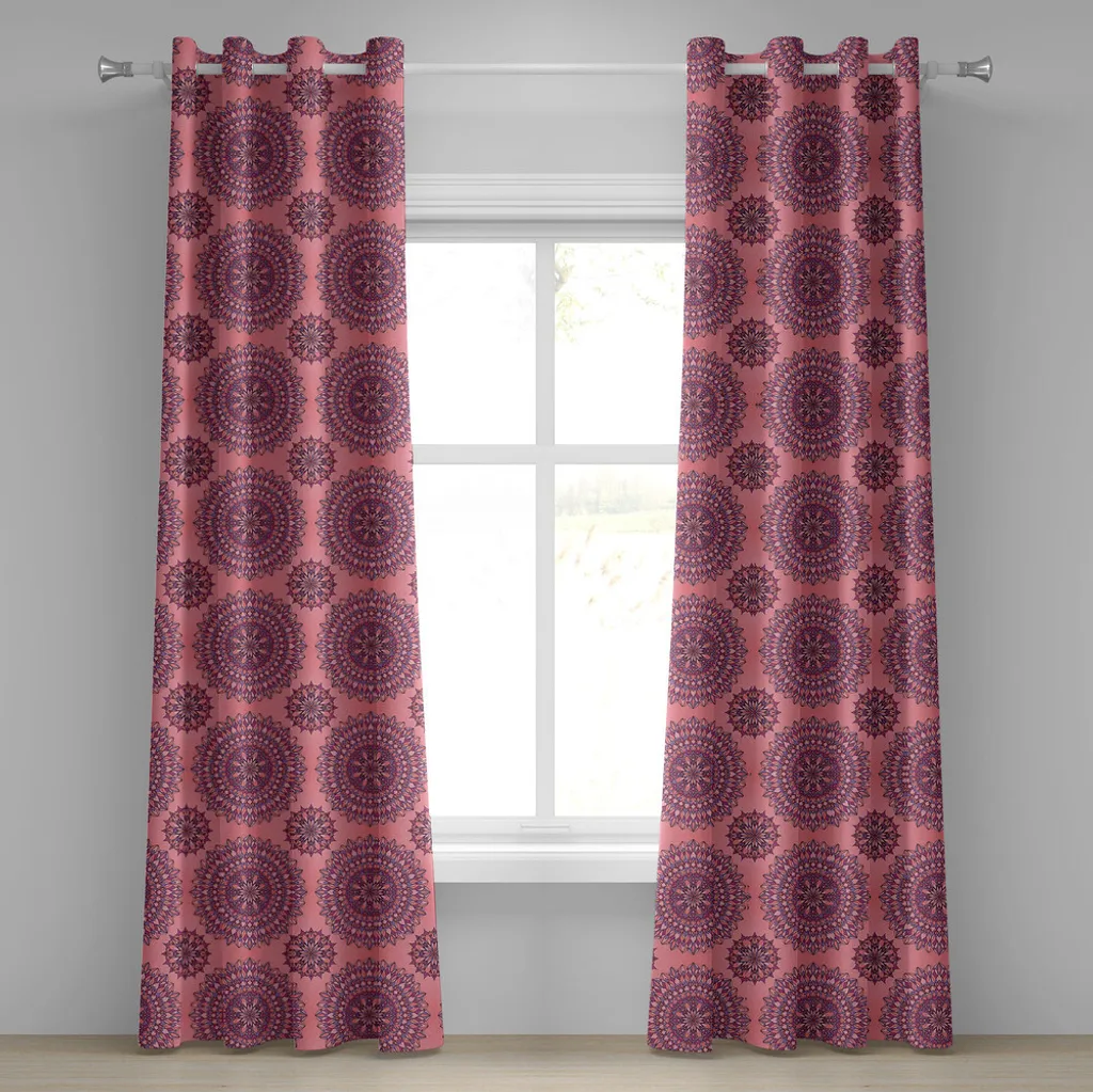 Rideaux décoratifs 2 panneaux motif Mandala oriental 280 x 175 cm