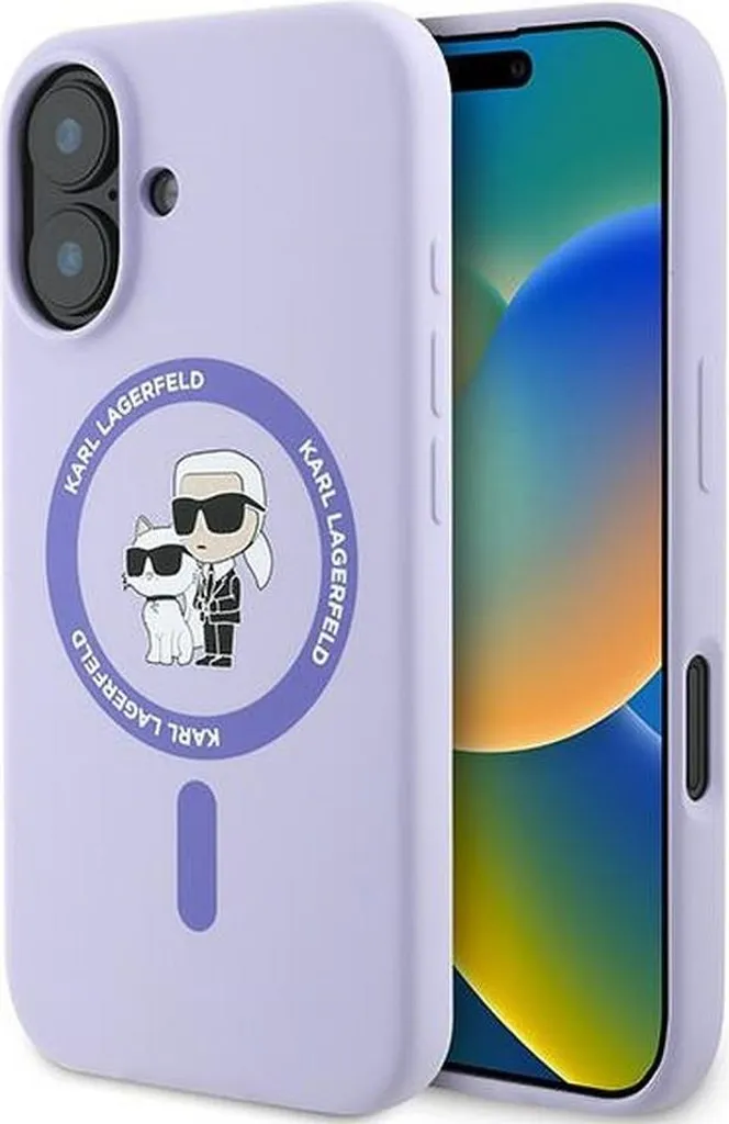 Karl Lagerfeld Case MagSafe iPhone 16 Plus Silicone Purple Ring